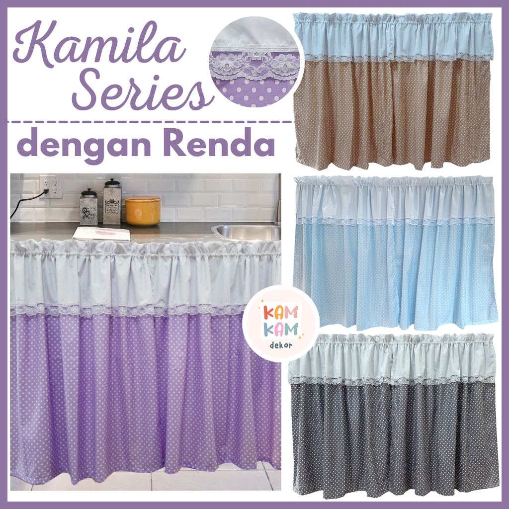 Kamila - Gorden Kolong Dapur Minimalis Modern Tirai Dapur Shabby Rumbai Motif Polkadot Gorden Katun 