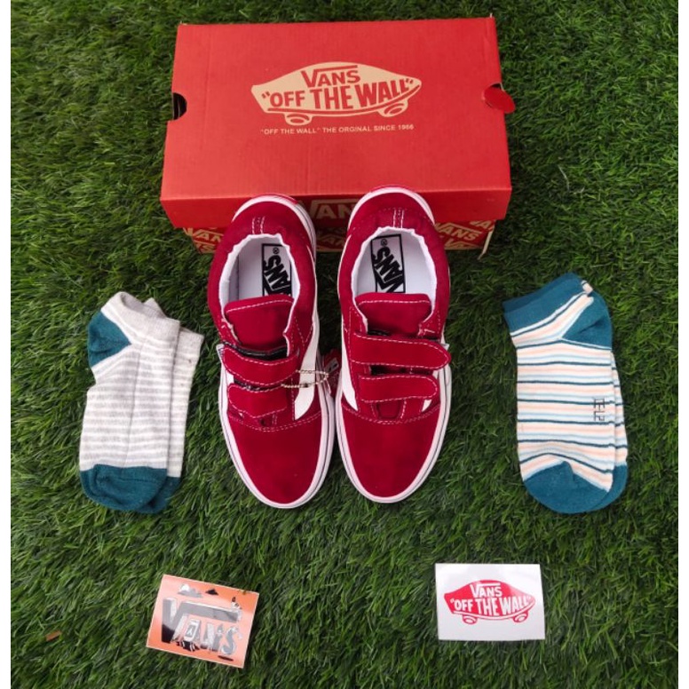 SEPATU V4NS ANAK OLDSKOOL MAROON VELCRO TALI SEPATU ANAK SEPATU ANAK PEREMPUAN SEPATU ANAK LAKI LAKI