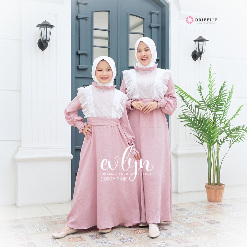 EVLYN  DUSTY PINK oribelle syari oribelle style oribelle couple gamis syari gamis murah oribelle col