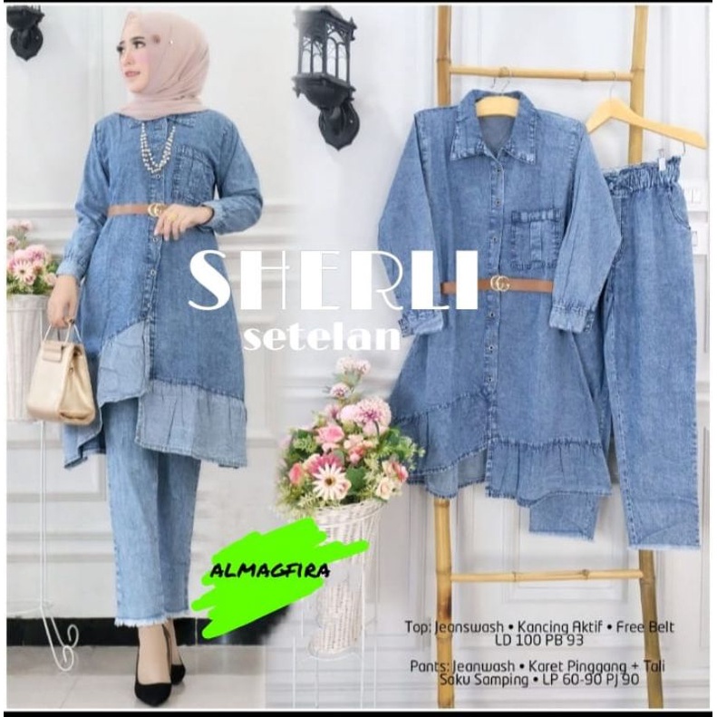 Oneset Wanita - Baju Setelan Jeans
