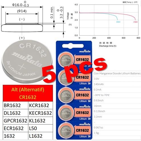 sale ori SONY MURATA CR1632 baterai jam tangan sensor termometer remot DLL Murah