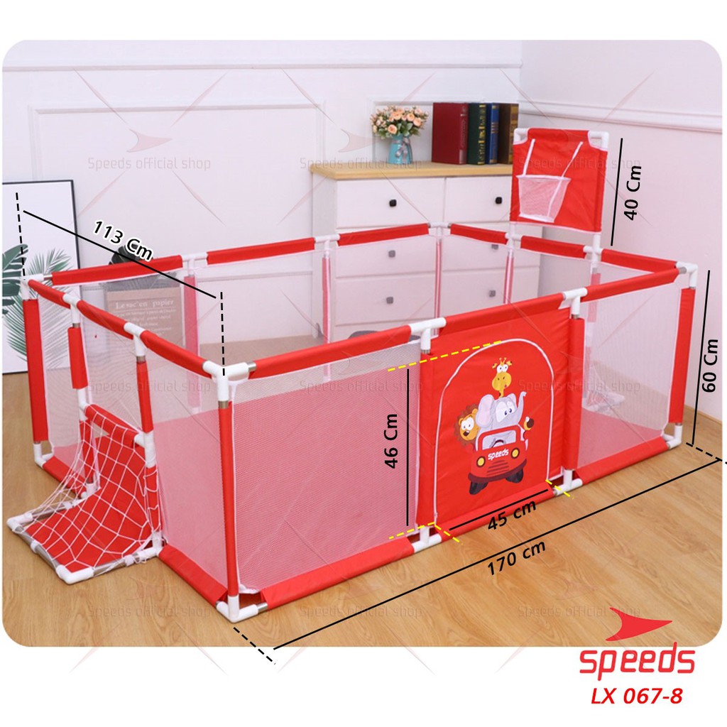 SPEEDS Kolam Mandi Bola Keranjang Mandi Bola Mainan Tenda anak Playpen 067-8-MERAH-8