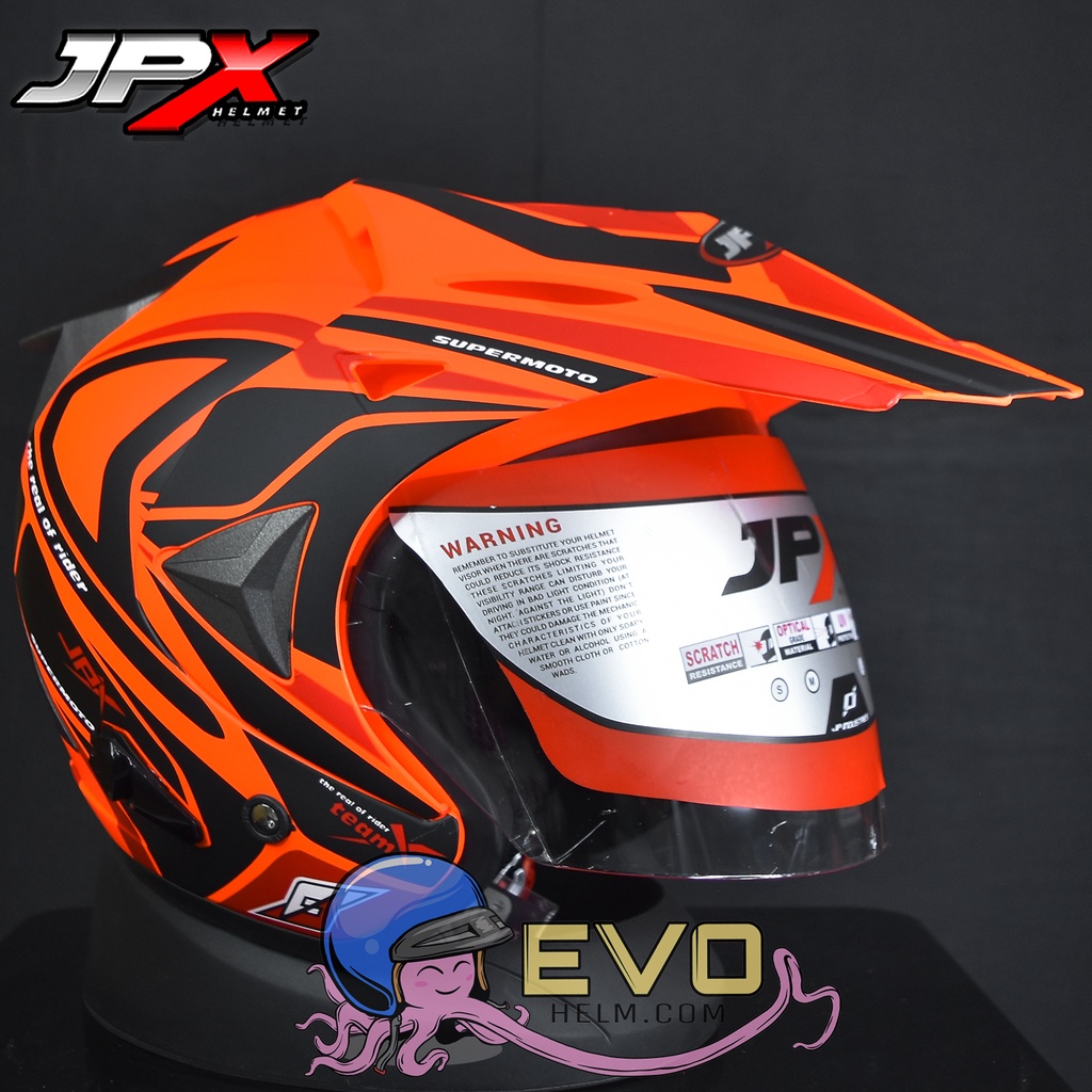 HELM JPX SUPERMOTO X TEAM - FLUO RED DOFF/BLACK ORIGINAL HELM JPX SEMICROSS JPX SUPERMOTO JPX HALFFACE