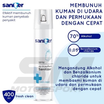 Saniter Sanitizer Disinfektan Spray Udara Ruangan Barang 400 ml