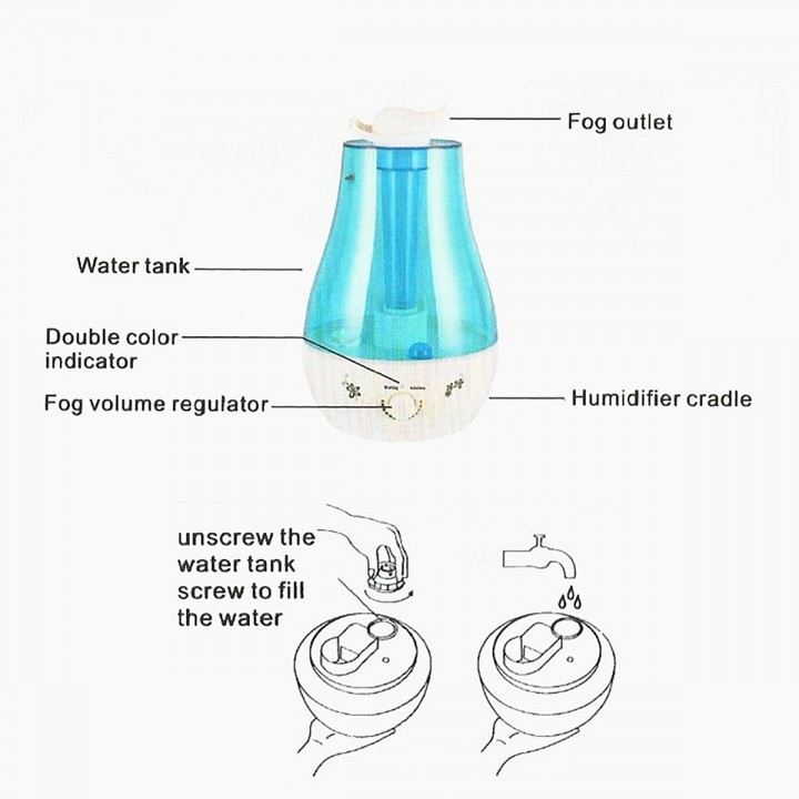 X03 Dual Mist Noozle Humidifier Air Purifier 360 Degree Mist 3L