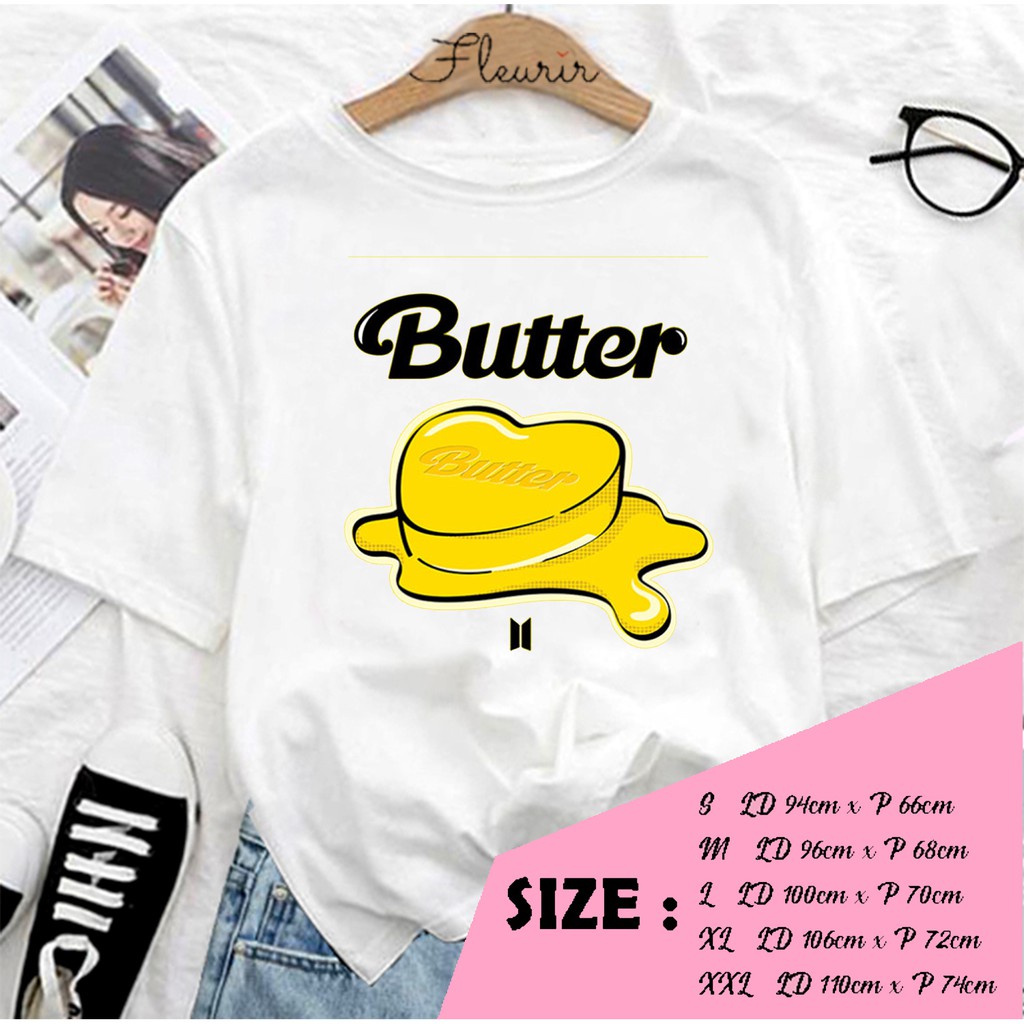 FLEURIR - KAOS  BUTTER KPOP KOREA OVERSIZE KATUN KAOS WANITA DEWASA TUMBLR TEE UNISEX JUMBO