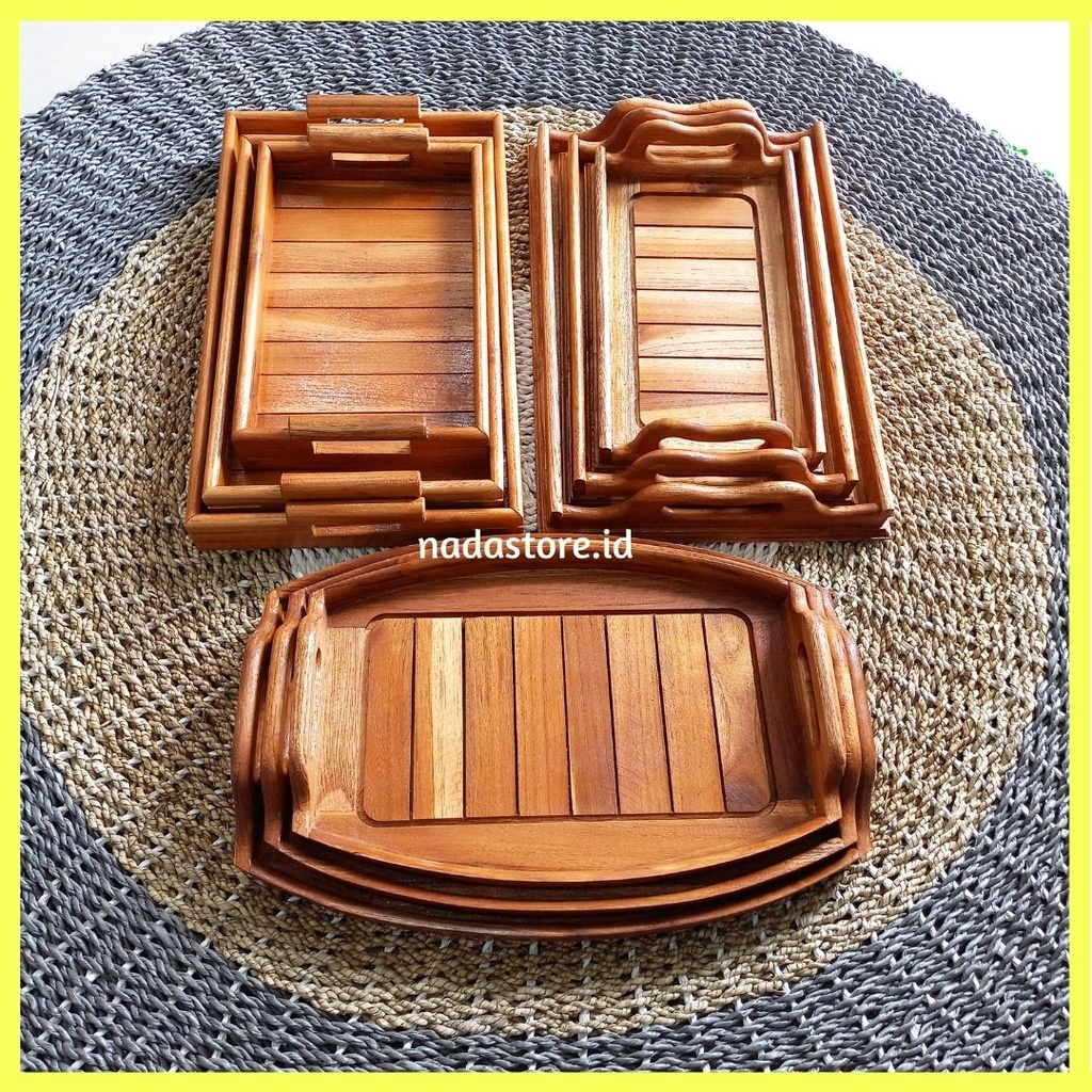 PREMIUM WOODEN SERVING TRAY / BAKI / NAMPAN KAYU JATI / NAMPAN DEKORASI KAYU AESTHETIC