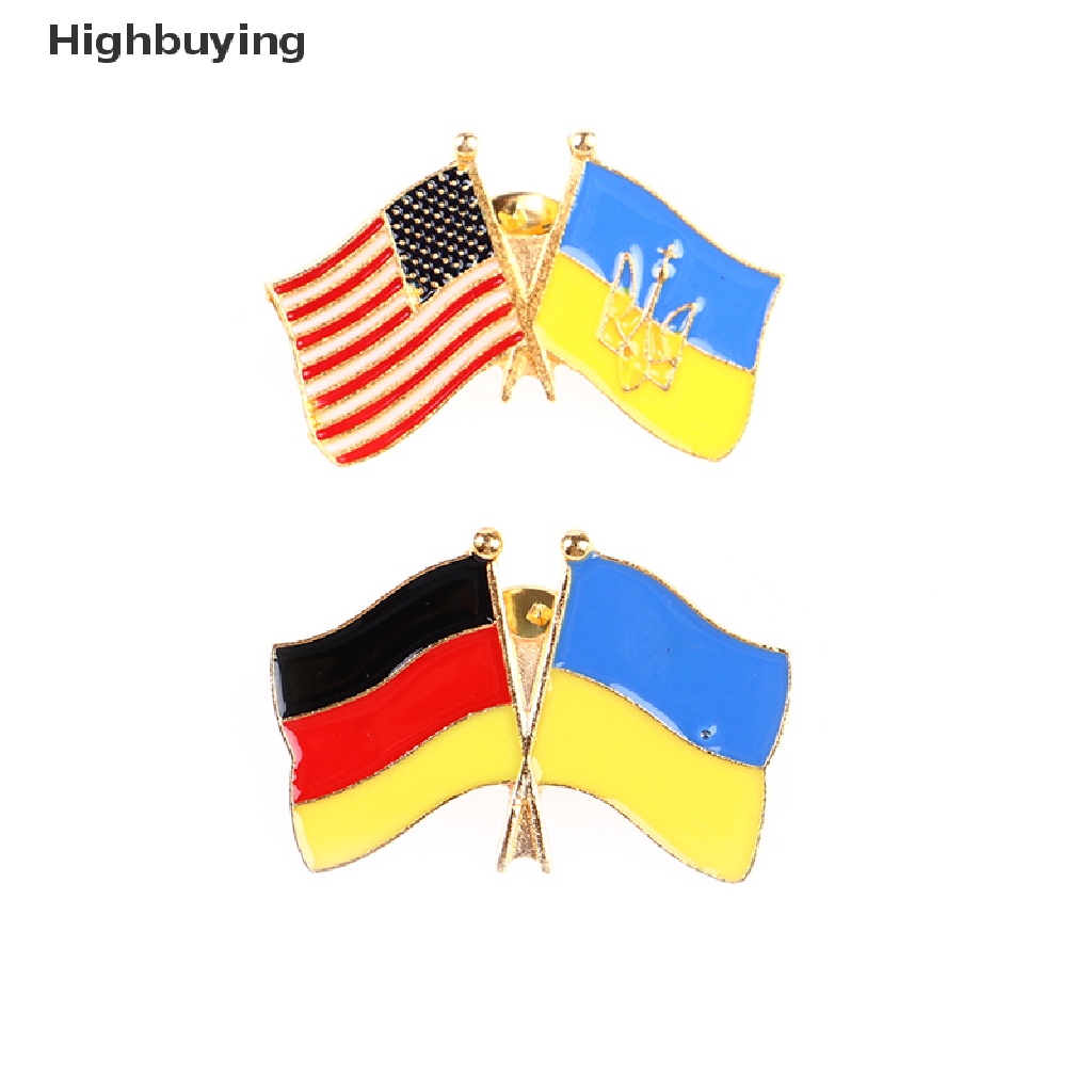 Hbid 1PC Bros Bentuk Bendera Ukrainian Bahan Metal Untuk Aksesoris Pakaian