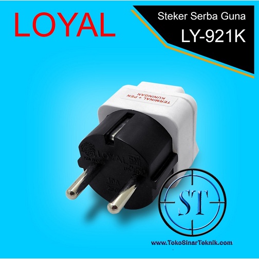 Over Steker Serbaguna 3 lubang to 2 pin converter Listrik Charger Pipih Bulat 10A 220V LY-921K / Colokan Listrik Kuningan LOYAL SNI