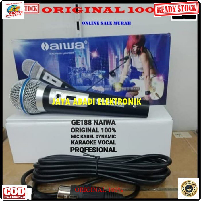 G188 MIC NAIWA KABEL MIKROPHONE CABLE MIK KARAOKE VOKAL AUDIO SOUND SYSTEM PENGERAS SUARA PRO PROFESIONAL DYNAMIC AUX LEGENDARY KTV LIVE ELEKTRONIK TEKNOLOGI BISA SEGALA JENIS ALAT AUDIO SUARA BAGUS TANPA BATERAI TINGGAL COLOK LANGSUNG NYALA