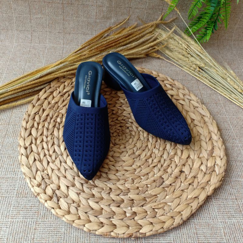 GRAVICI - Sepatu Slip On Mules Wanita Bahan Rajut Import AR 19