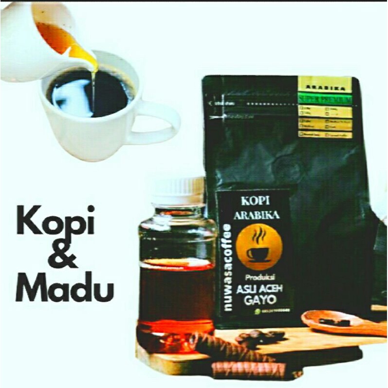 

Kopi Arabika 250 gram Bubuk dan 100 gram madu / nuwasa coffee