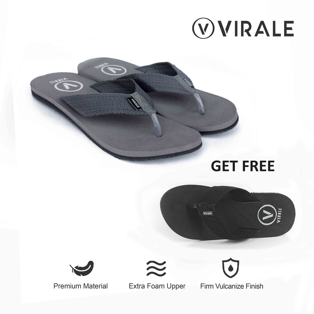 Sandal Jepit Pria - Sandal Santai - Sandal Murah BELI 1 GRATIS 1 VL 201 ABU