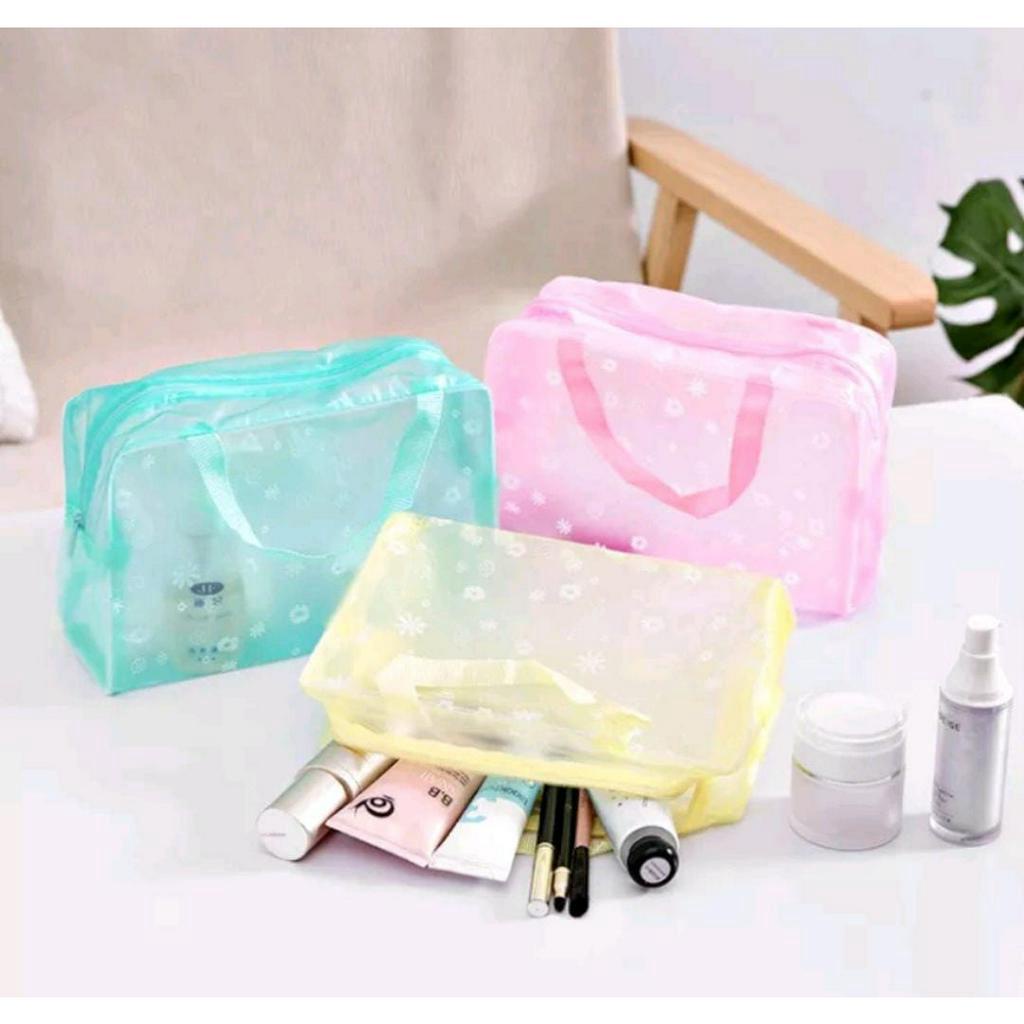 DHIOSHOPI - Tas Make Up / Tas Kosmetik Transparan / Tas Kosmetik Anti Air / Cosmetic Pouch Waterproof