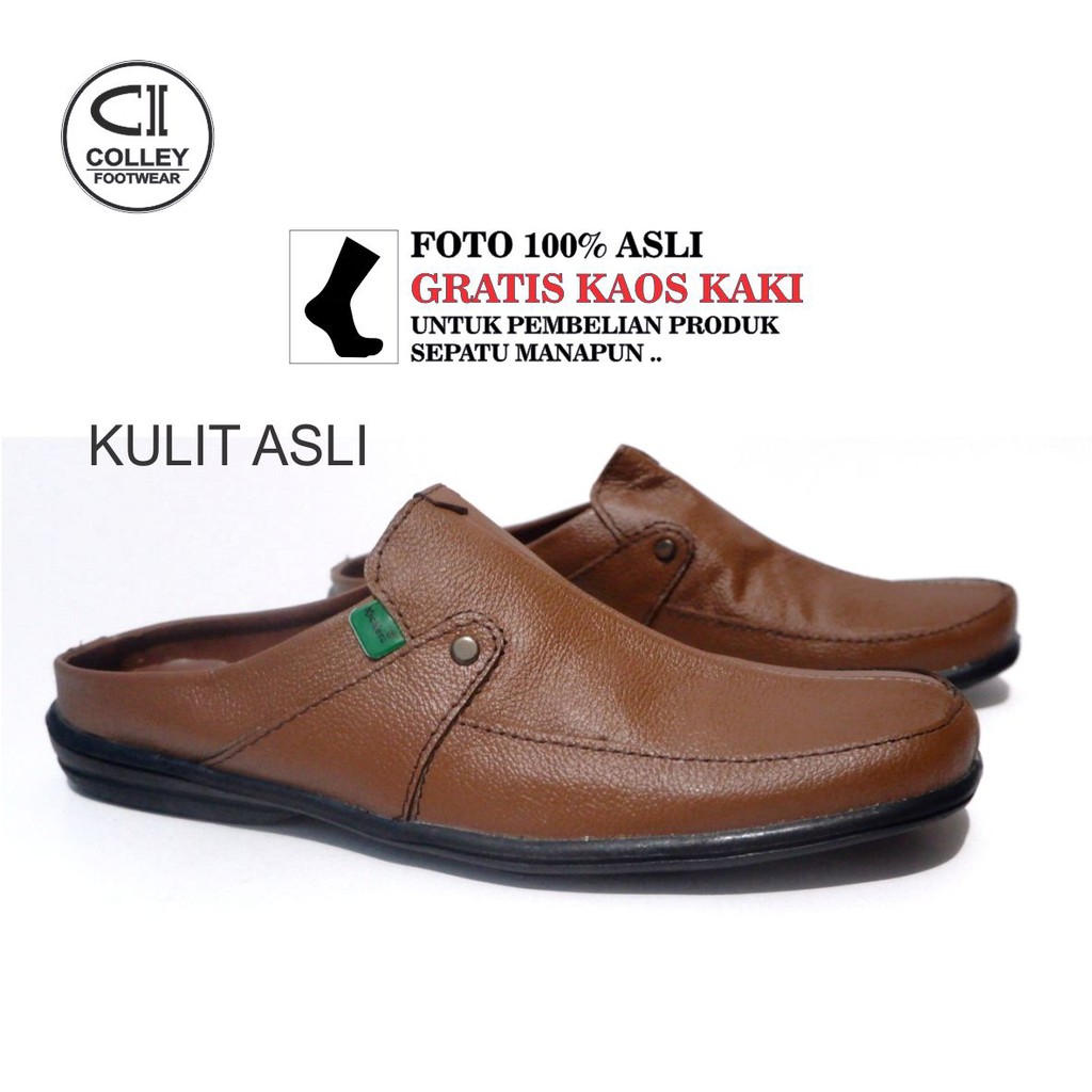 COD - SEPATU BUSTONG PRIA 100% KULIT ASLI / SLOP / CASUAL LEATHER SLOP CLY-BTG.003