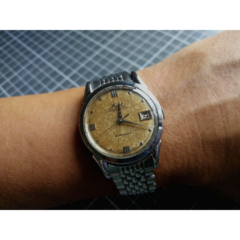 Original Vintage 50s Mido Multifort Superautomatic Powerwing 917PC tropical cappuccino dial with box