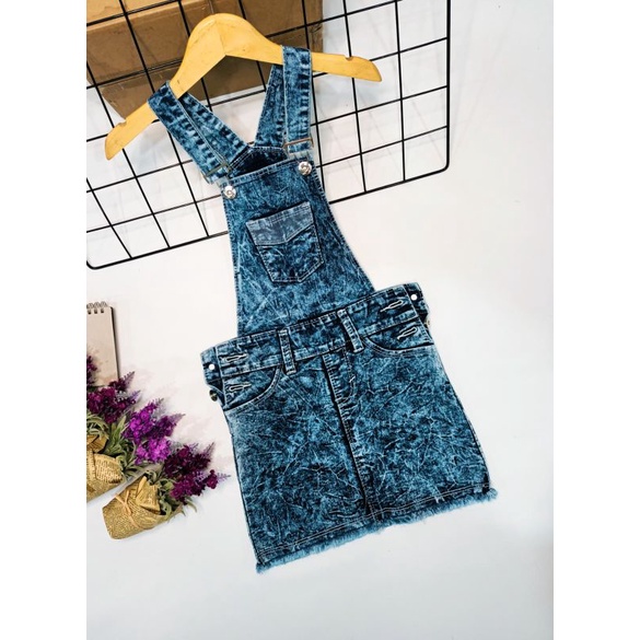 Overall rok pendek jeans rawis anak perempuan usia 2-9tahun overall kodok jeans denim
