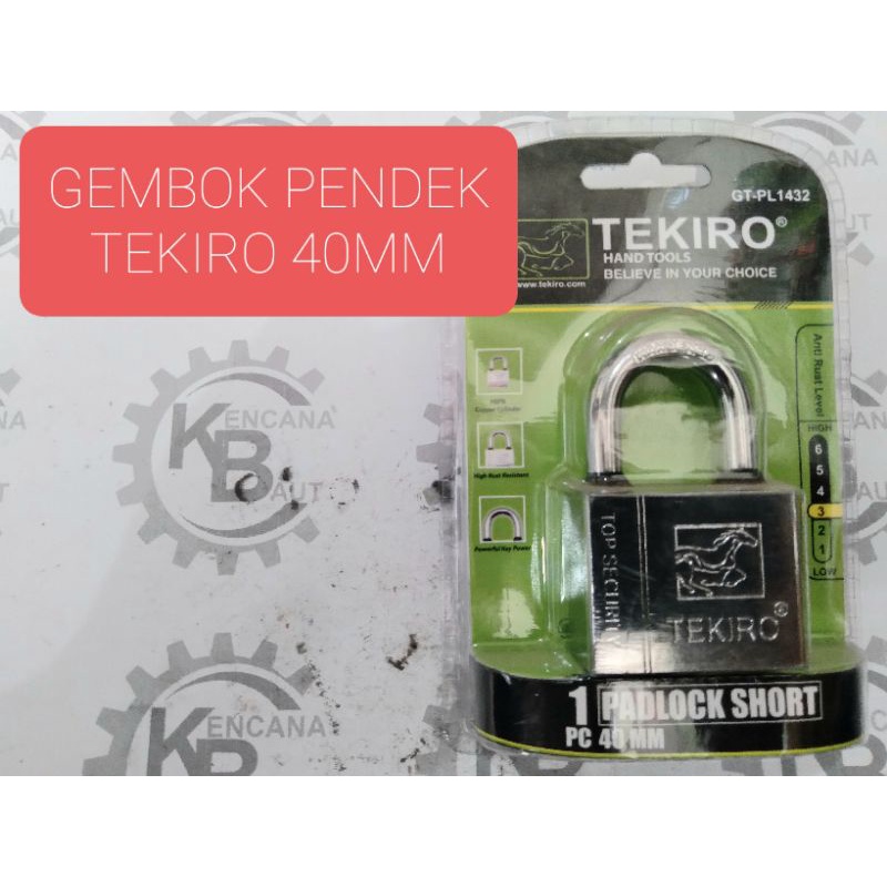 KUNCI GEMBOK TEKIRO 40 MM / KUNCI GEMBOK PENDEK 40 MM / KUNCI GEMBOK LEHER PENDEK 40 MM
