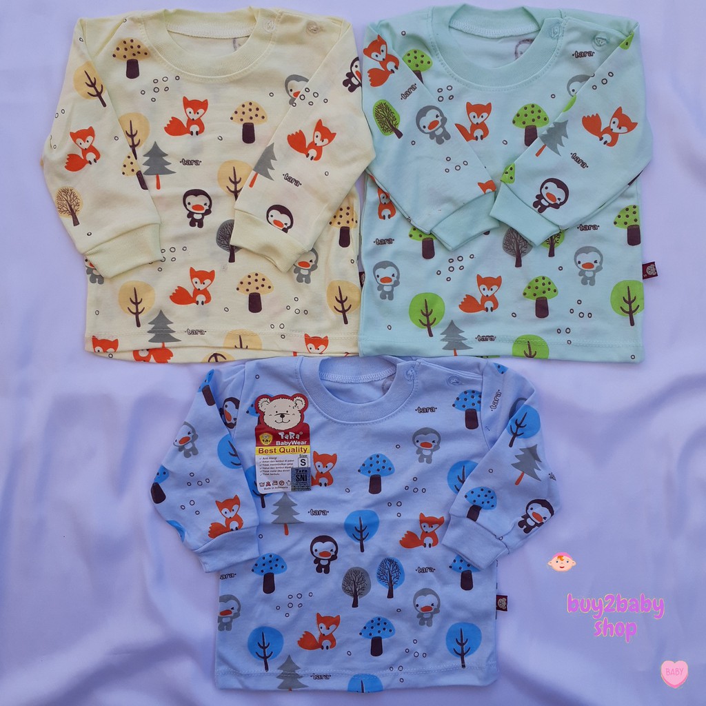 Kaos oblong bayi lengan panjang Tara Baby Size S, M, L Isi 1 PCS