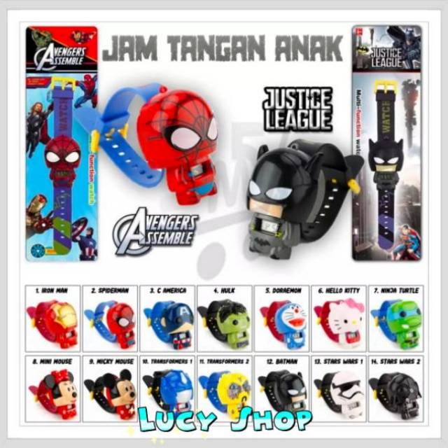 Jam Tangan Anak Karakter Kartun Murah Kepala Robot Superhero