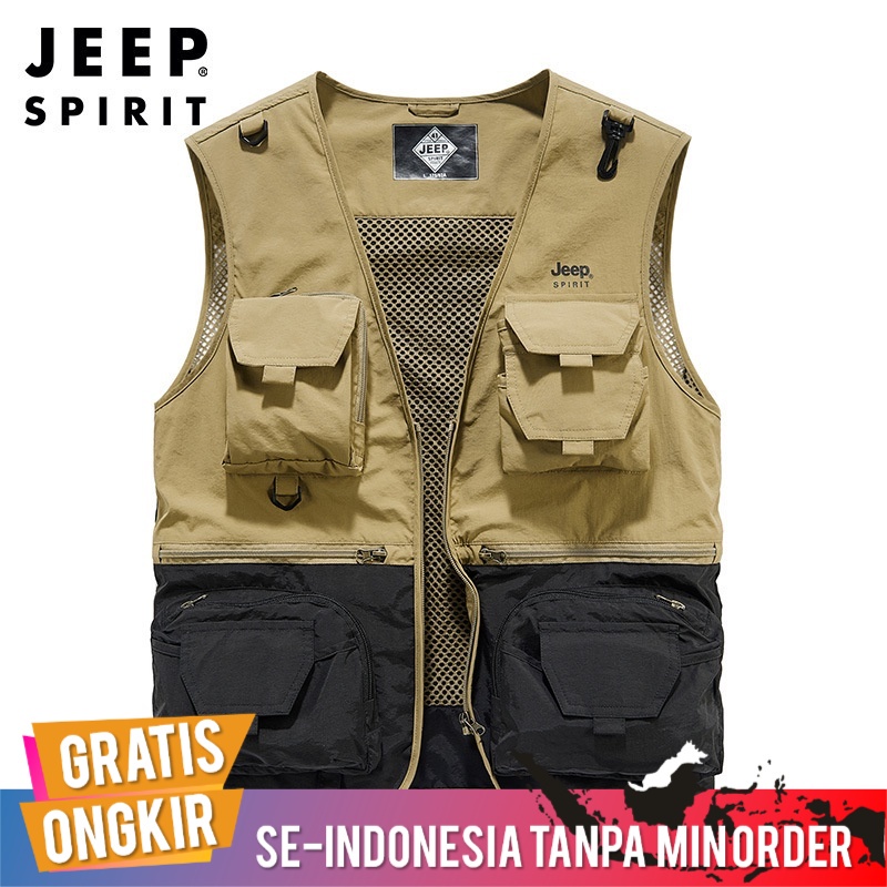 Rompi Pria Import Jeep Spirit Original 2022   Outdoor Rompi Memancing Rompi Pria Multi-Saku Tanpa Le