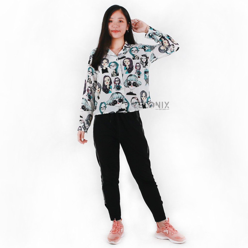 Kemeja Wanita Motif Korean Retro VINTAGE ORIGINAL printing ladies - YELONIX
