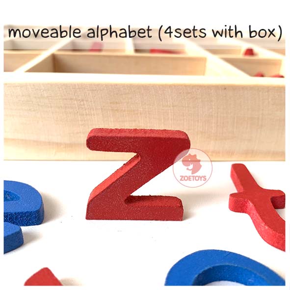 Zoetoys Large Moveable Alphabet | Lowercase Ukuran Besar Bahan Kayu Solid Montessori Language Merangkai Huruf Wooden Letter Box | Mainan Edukasi Anak