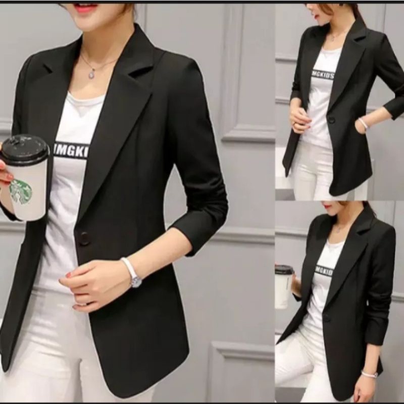 blazer kerja wanita/blazer hitam formal wanita/blazer wanita/jas hitam wanita