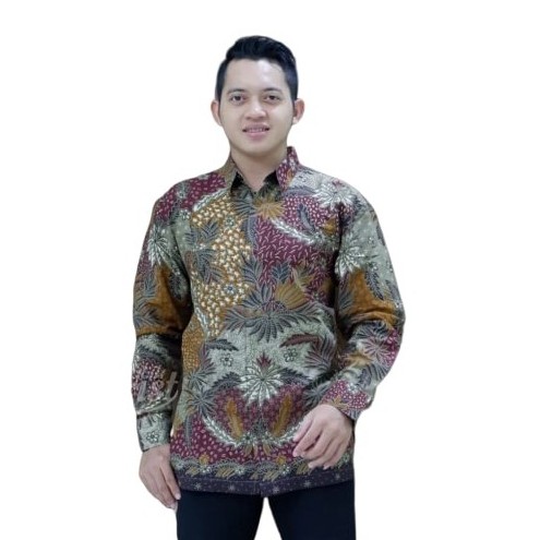 Hem Batik Solo Pria Full Furing Lengan Panjang SEKARTAJI UNGU