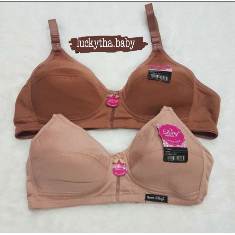 bh lutty sport bra kancing 2 tanpa busa tanpa kawat / bh sport lutty kait 2