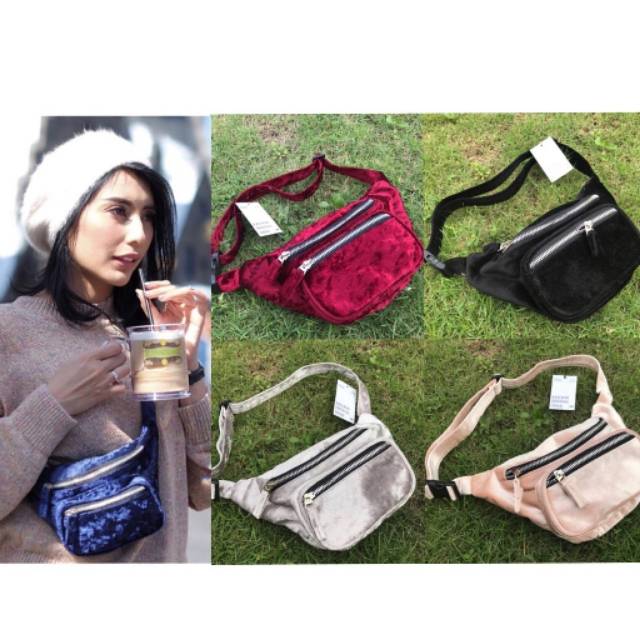 Tas pinggang hnm belt hnm waist velvet bludru bag