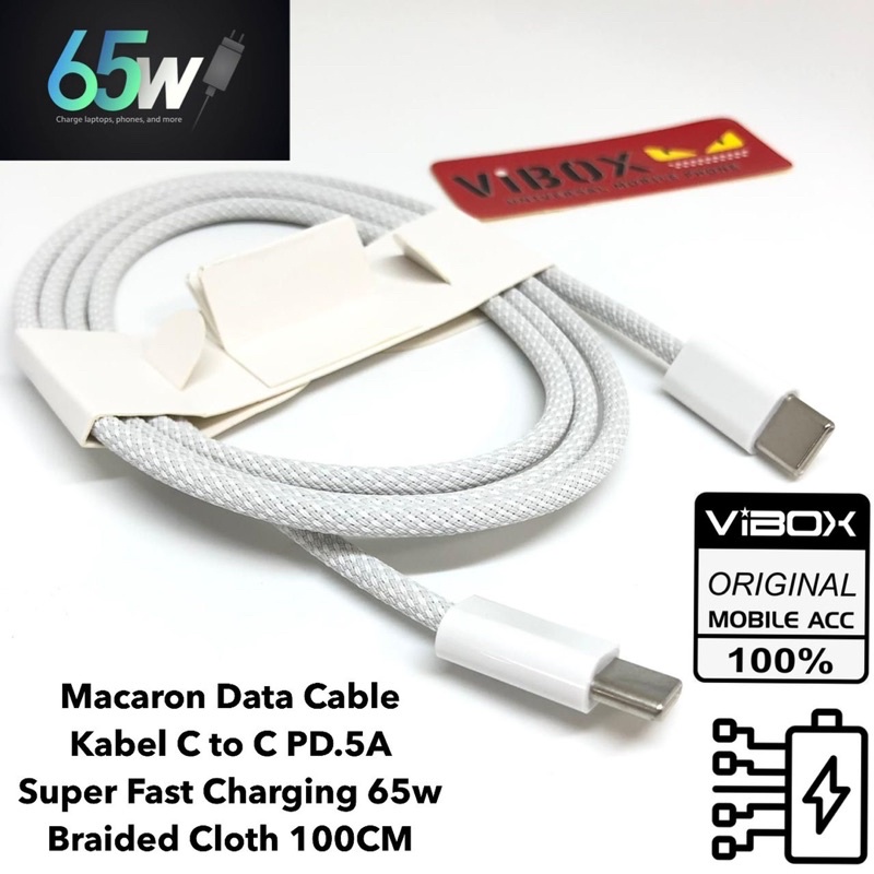 KABEL DATA MACARON 100CM KABEL C TO C PD.5A SUPER FASTCHARGING 65W