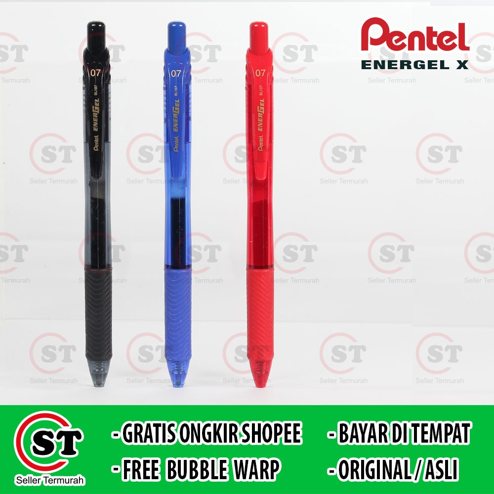 

Ballpoint Pentel BL107 - BL110 Pulpen BL 107 110 Energel Warna 0.7mm 1.0mm Pen Gel Hitam Merah Biru