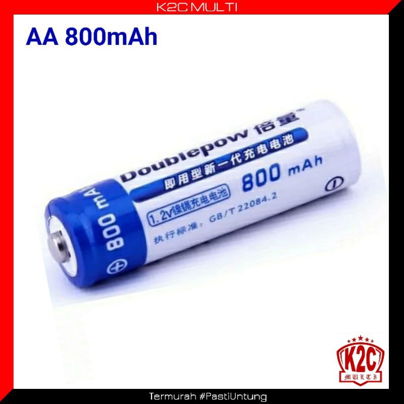 Doublepow Batu Baterai Batre Charge Charger Cas A2 - Battery Alkaline Rechargeable AA 800mAh 1 PCS