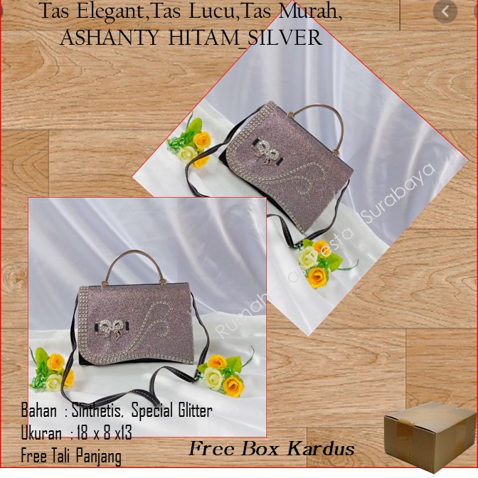 Tas Elegant,Tas Lucu,Tas Murah,ASHANTY HITAM_SILVER