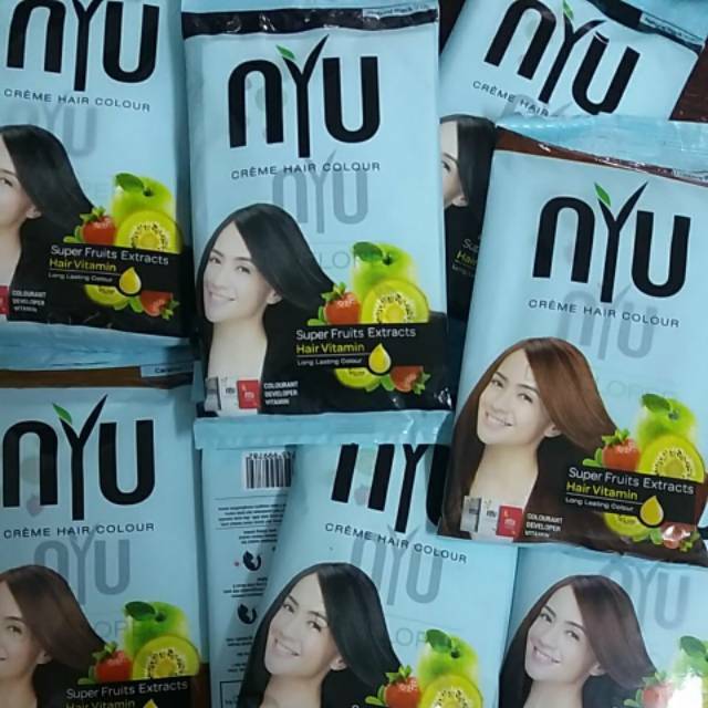 Kemasan sachet NYU  cat  rambut  NYU  creme hair colour NYU  