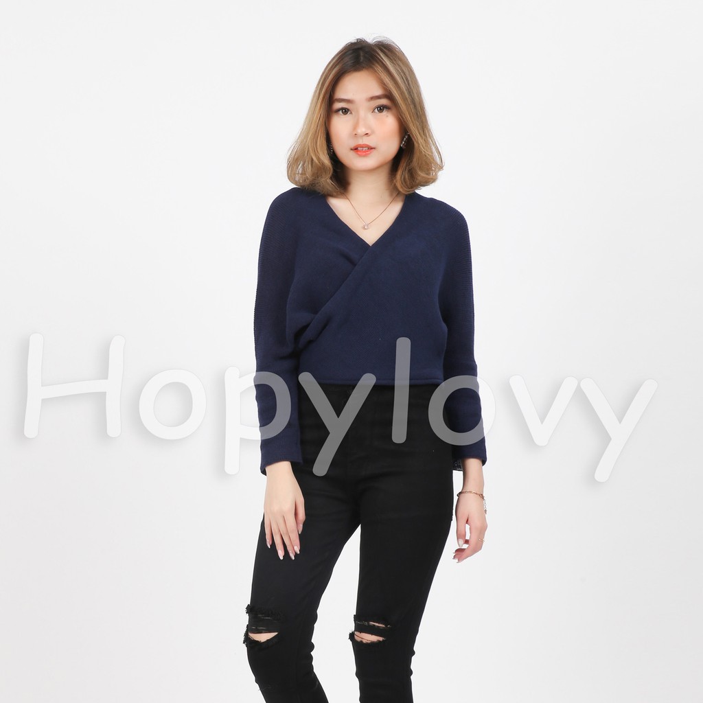 HOPYLOVY - Blouse Wanita Bahan Rajut Sabrina Selena