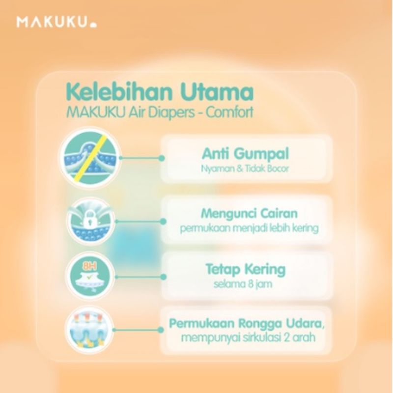MAKUKU AIR/SAP Diapers Comfort Tape/Pants (NB28/S36/M34/L32/XL32/XXL28)