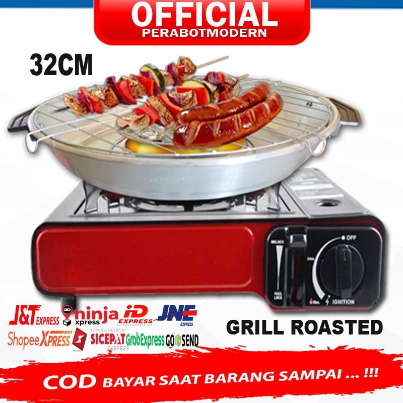 Tempat Pemanggang Daging BBQ Grill Pan Anti Lengket 32 cm / Ultra Grill Pan Roasted 32 cm / Square Grill Pan 20Cm / Panggangan Portable / Batu Bakar Granito