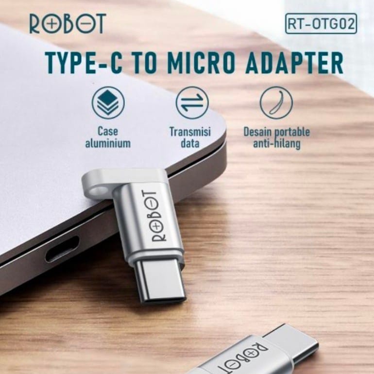 B_   OTG Adapter Robot RT-OTG02 Type-C to Micro USB Small &amp; Portable