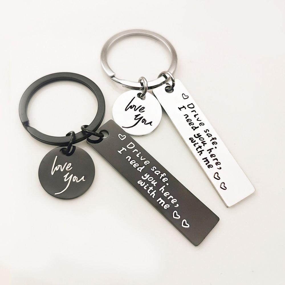 R-flower Drive Safe Keychain Dekorasi Logam Bulat I Need You Here With Me