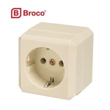 STOP KONTAK ARDE BROCO 1 LUBANG OUTBOW OB 15410 single pasang permukaan