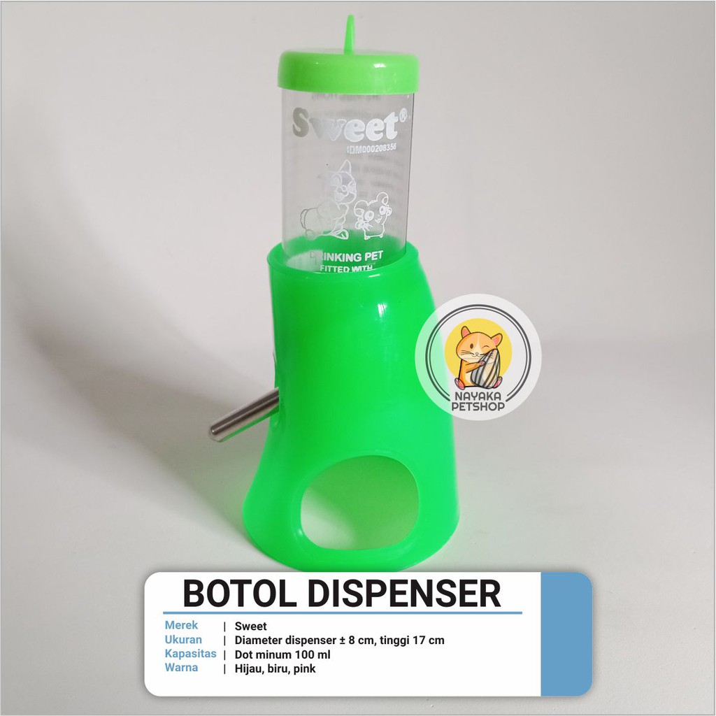 Sweet Dispenser Dot Botol 100 ml Tempat Minum Tidur Hewan Hamster Tupai Bajing Gerbil Tikus