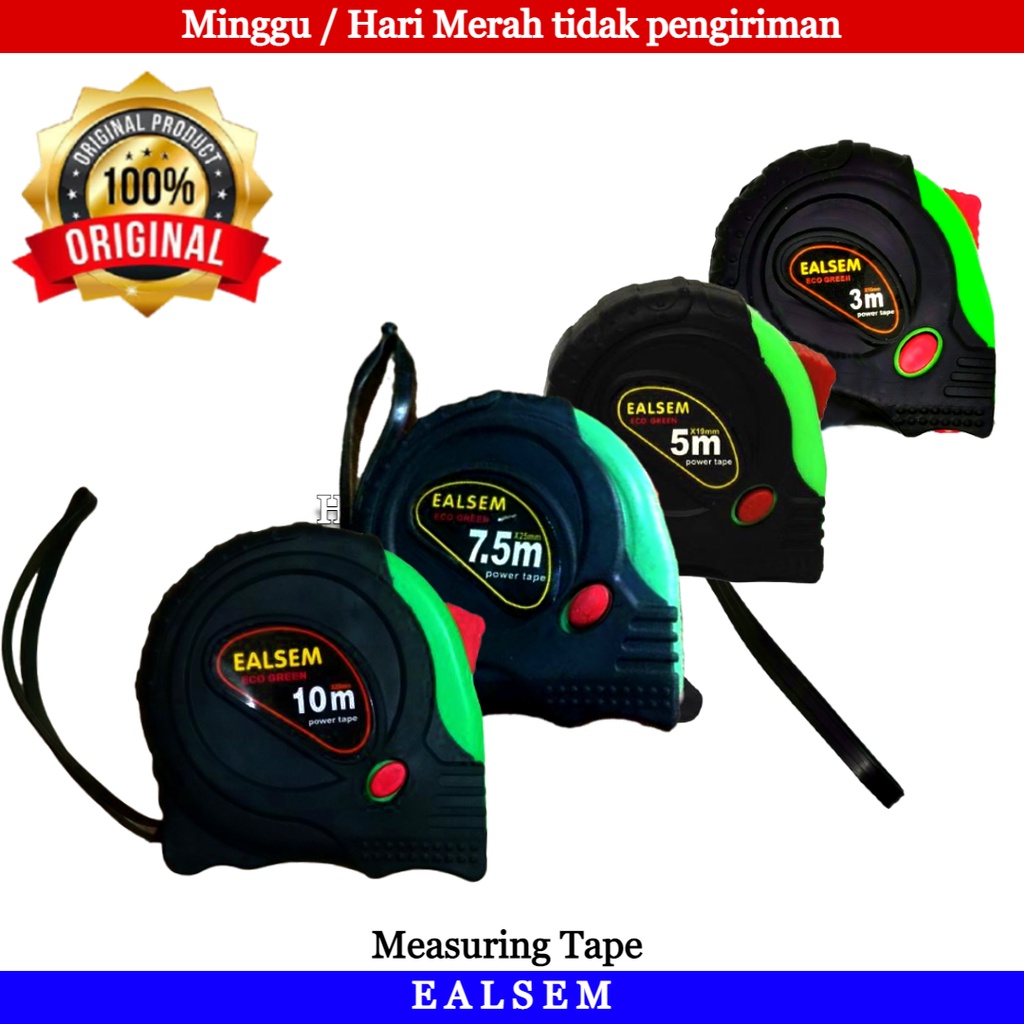 METERAN ROLL EALSEM BODY KARET METERAN ROLL TUKANG UKURAN 3 M 5M 7,5 M & 10 M