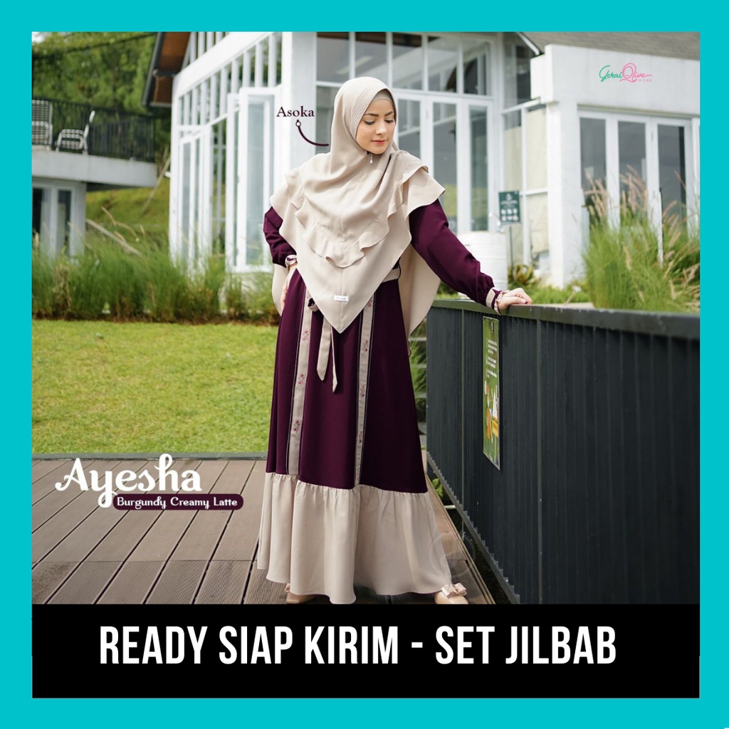 Gamis Simple Elegan Ayesha Set by Alwa Hijab Rok Aline