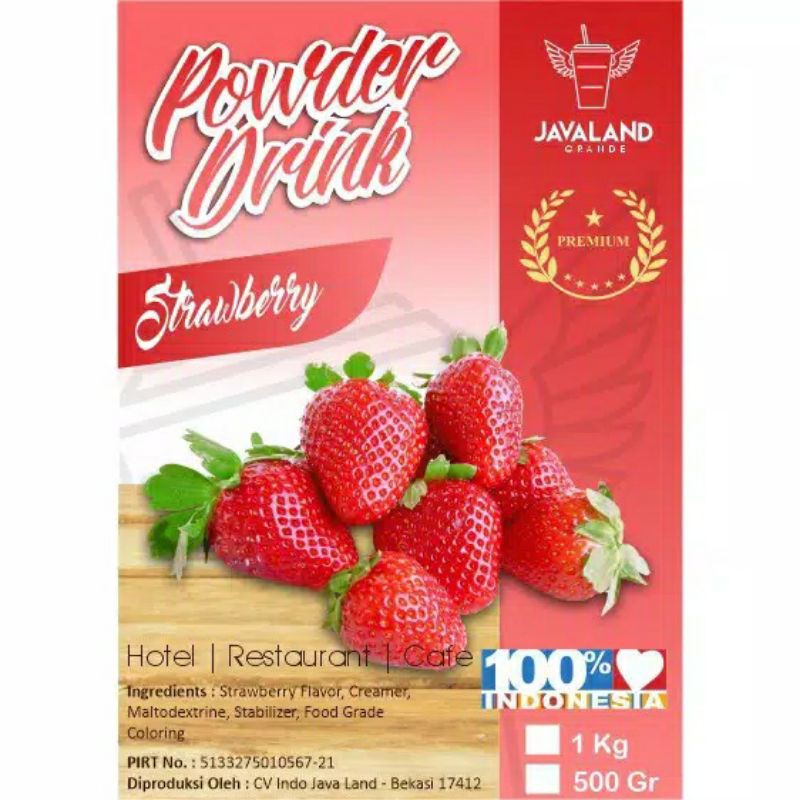 

Bubuk Premium Strawberry 1KG JAVALAND TERMURAH SURABAYA