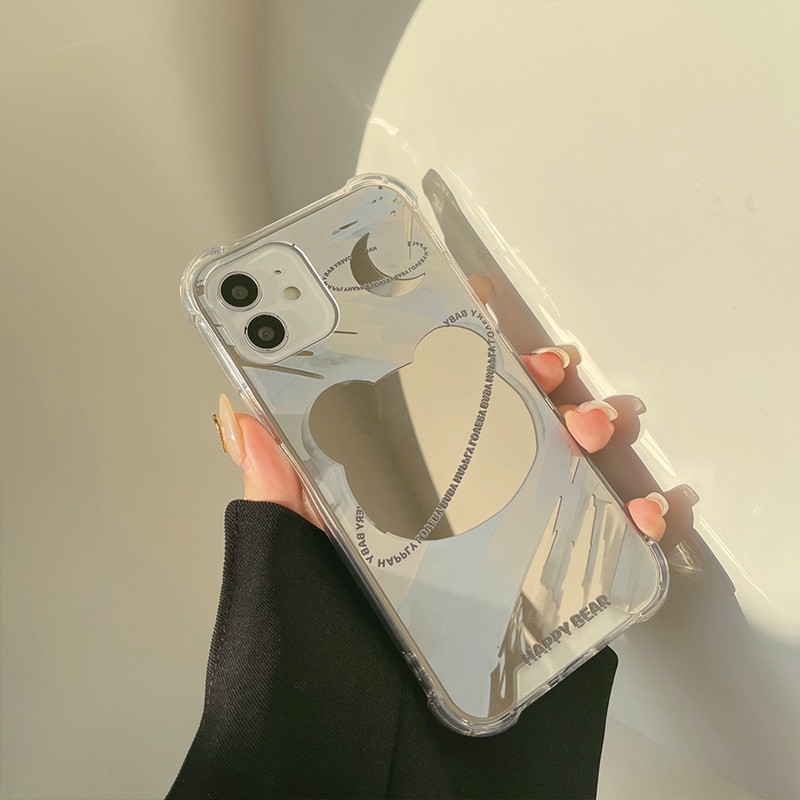 ins Makeup Mirror Shock Proof Soft Case IP Iphone 7 8 Plus X XR XS Max IPhone 11 Pro Max 12 13 Pro Max SE 2020 12 13 mini Fashion Bear planet