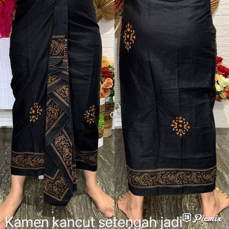 kamen pria setengah jadi batik,putih,hitam
