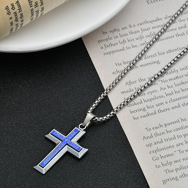 XiaoboACC Kalung Rantai Liontin Salib Bahan Stainless Steel Ukuran Gaya Hip hop Untuk Pria Dan Wanita - 60CM