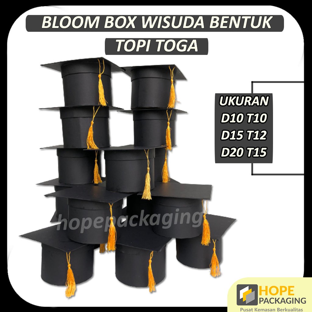 Bloom Box Topi Wisuda Round Box / Box Bunga / Box Bulat  / Graduation Kotak Bunga Bulat Toga Untuk Kelulusan